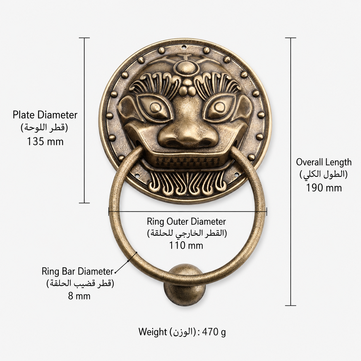 Entry Door Handles & Locks T0401 in Solid brass for entry doors and interior doors, product number T0401, T0401 - Antique bronze - 135mm