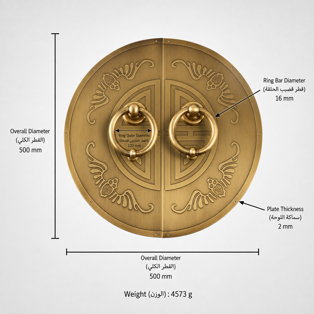 Entry Door Handles & Locks T0832 in Solid brass for entry doors and interior doors, product number T0832, T0832 - Antique bronze - 500mm