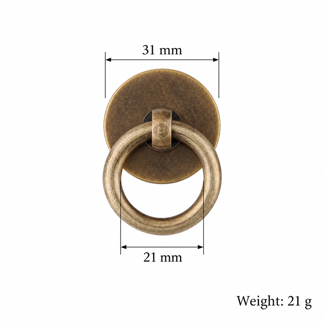 Classic Handles & Knobs T2204 in Solid brass for cabinets, wardrobes and furniture, product number T2204, T2204 - Antique bronze - 31mm