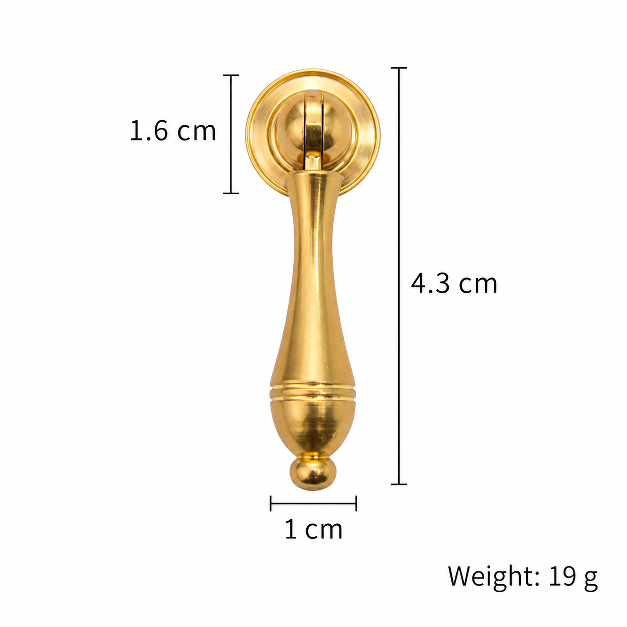 Classic Handles & Knobs T2516 in Solid brass for cabinets, wardrobes and furniture, product number T2516, T2516 - Brass - 43mm