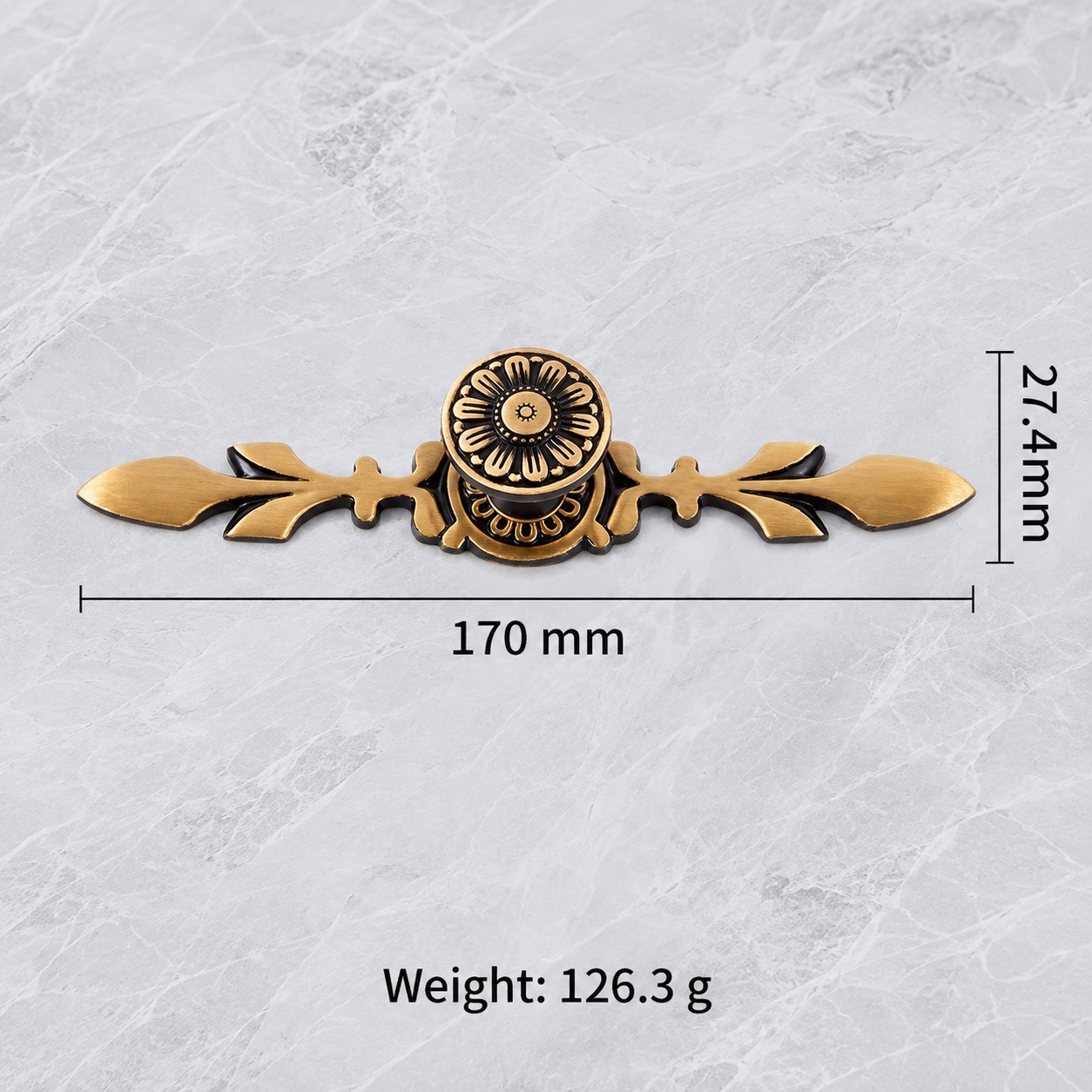 Classic Handles & Knobs T26010 in Solid brass for cabinets, wardrobes and furniture, product number T26010, T26010 - 170mm