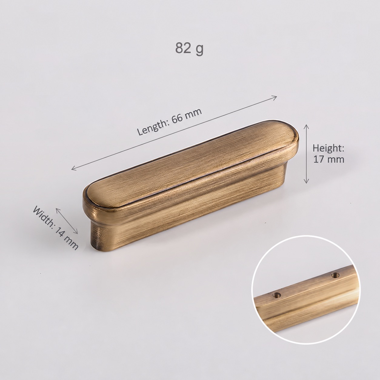 Classic Handles & Knobs T2938 in Solid brass for cabinets, wardrobes and furniture, product number T2938, T2938 - Antique bronze - 66mm
