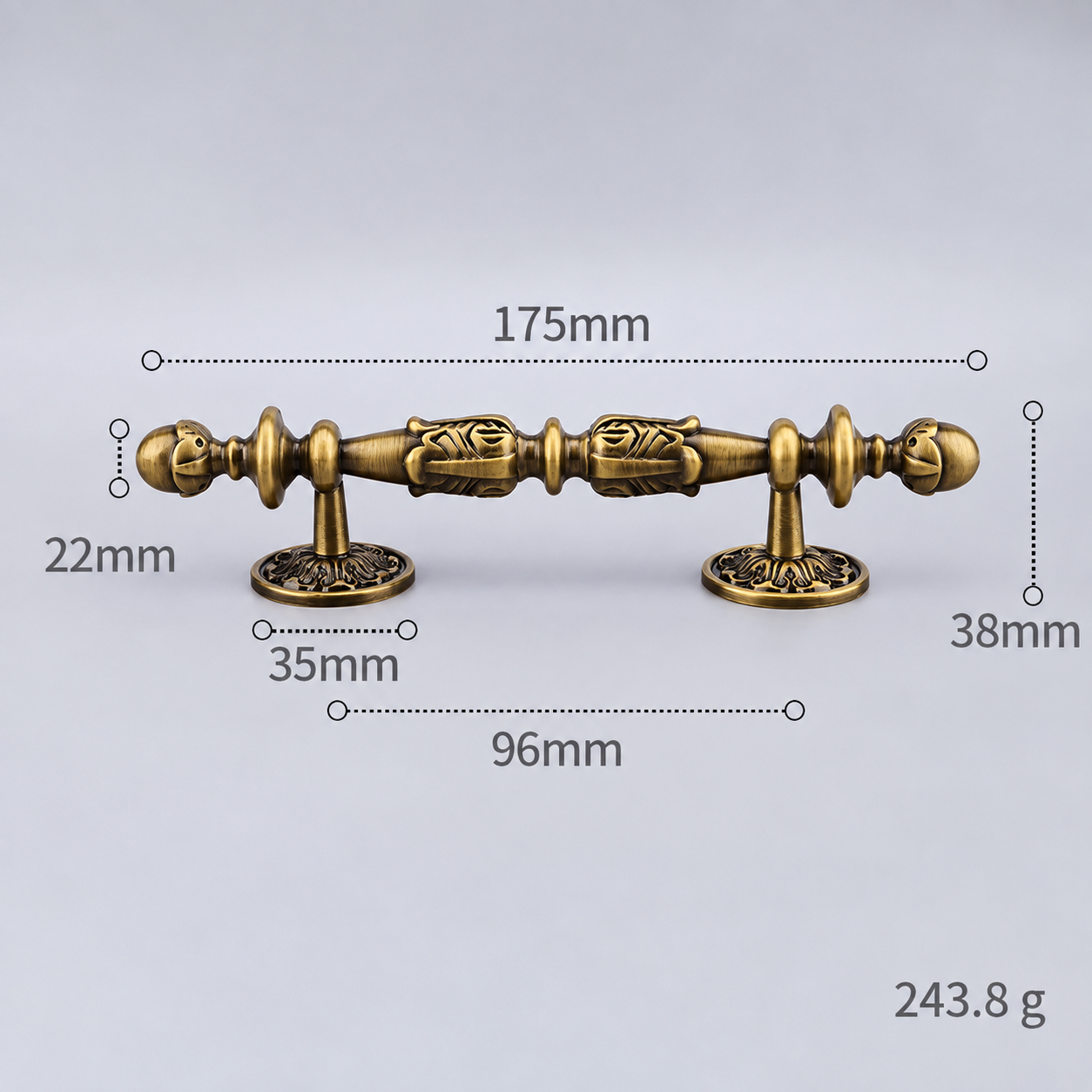 Classic Handles & Knobs T2956 in Solid brass for cabinets, wardrobes and furniture, product number T2956, T2956 - Antique bronze - 175mm