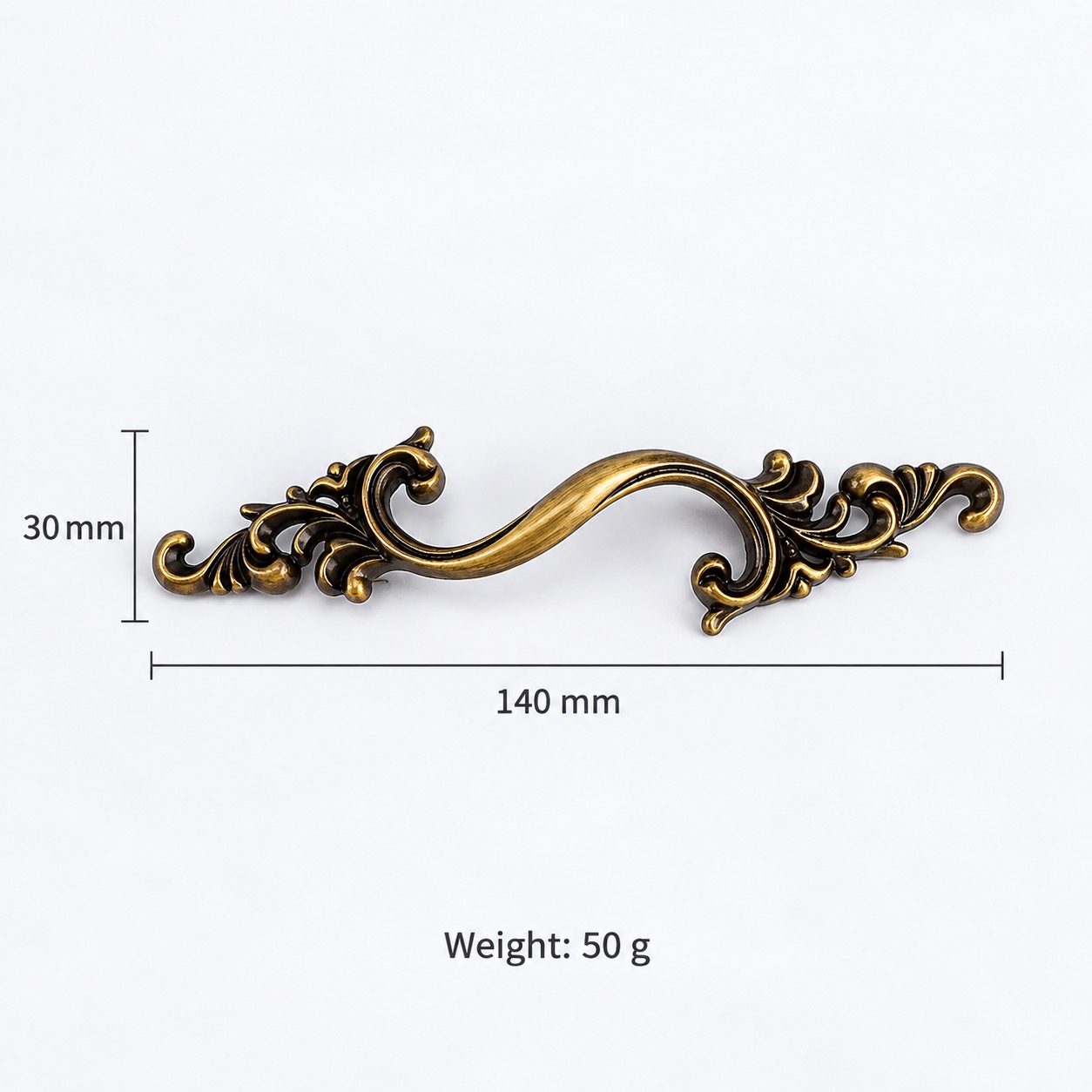 Classic Handles & Knobs T2958 in Solid brass for cabinets, wardrobes and furniture, product number T2958, T2958 - Antique bronze - 140mm