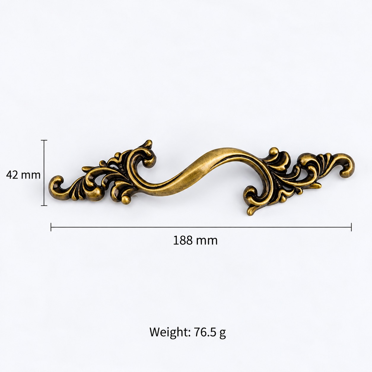 Classic Handles & Knobs T2958 in Solid brass for cabinets, wardrobes and furniture, product number T2958, T2958 - Antique bronze - 188mm
