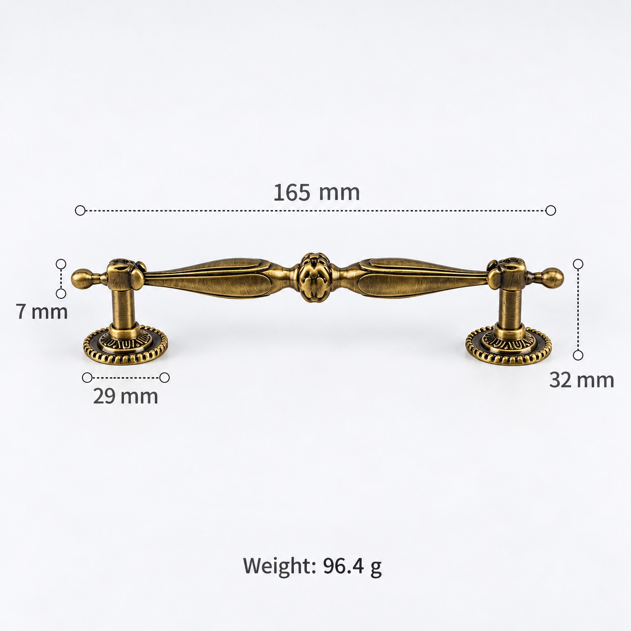 Classic Handles & Knobs T2959 in Solid brass for cabinets, wardrobes and furniture, product number T2959, T2959 - Antique bronze - 165mm