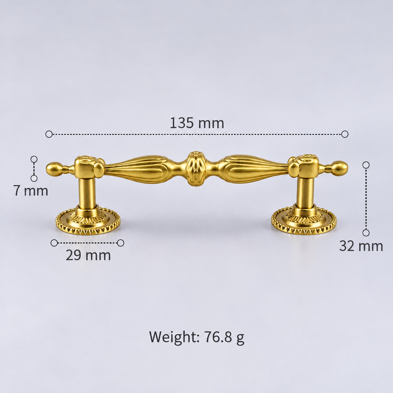 Classic Handles & Knobs T2959 in Solid brass for cabinets, wardrobes and furniture, product number T2959, T2959 - Matte - 135mm