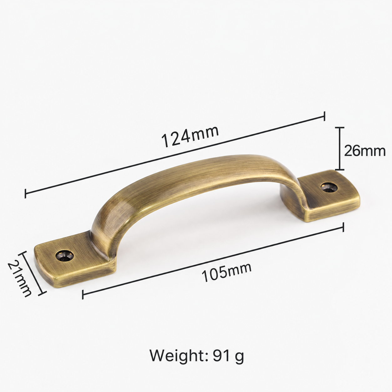 Classic Handles & Knobs T2981 in Solid brass for cabinets, wardrobes and furniture, product number T2981, T2981 - Antique bronze - 124mm