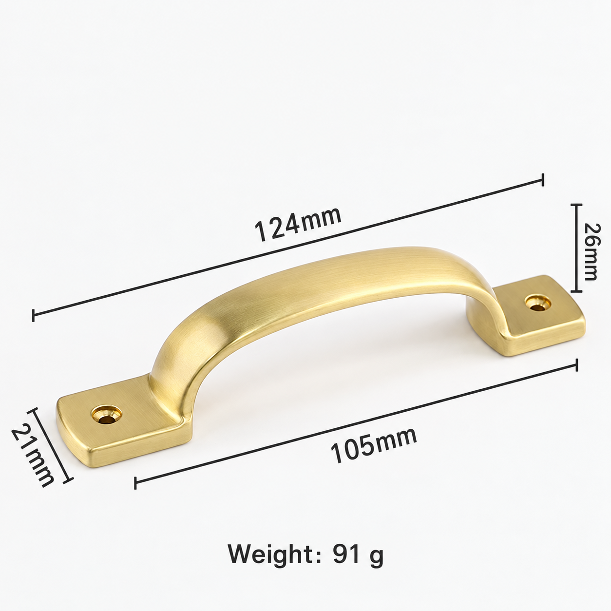 Classic Handles & Knobs T2981 in Solid brass for cabinets, wardrobes and furniture, product number T2981, T2981 - Matte - 124mm