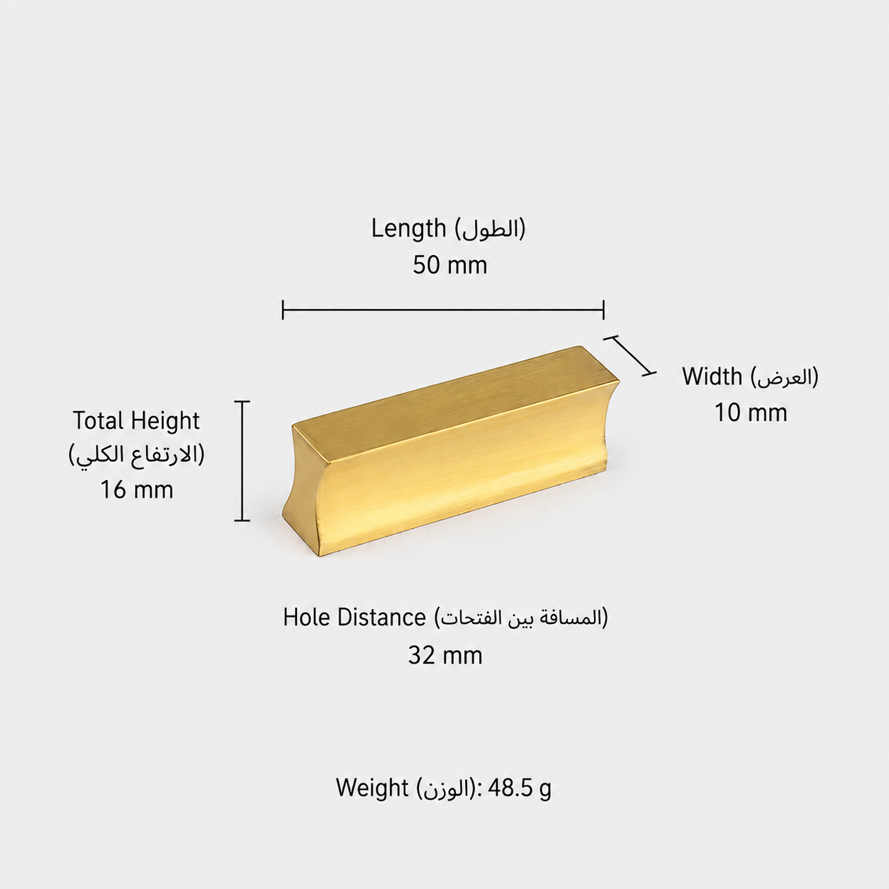 Modern Handles & Knobs L2922 in Solid brass for cabinets, wardrobes and furniture, product number L2922, L2922 - 50mm