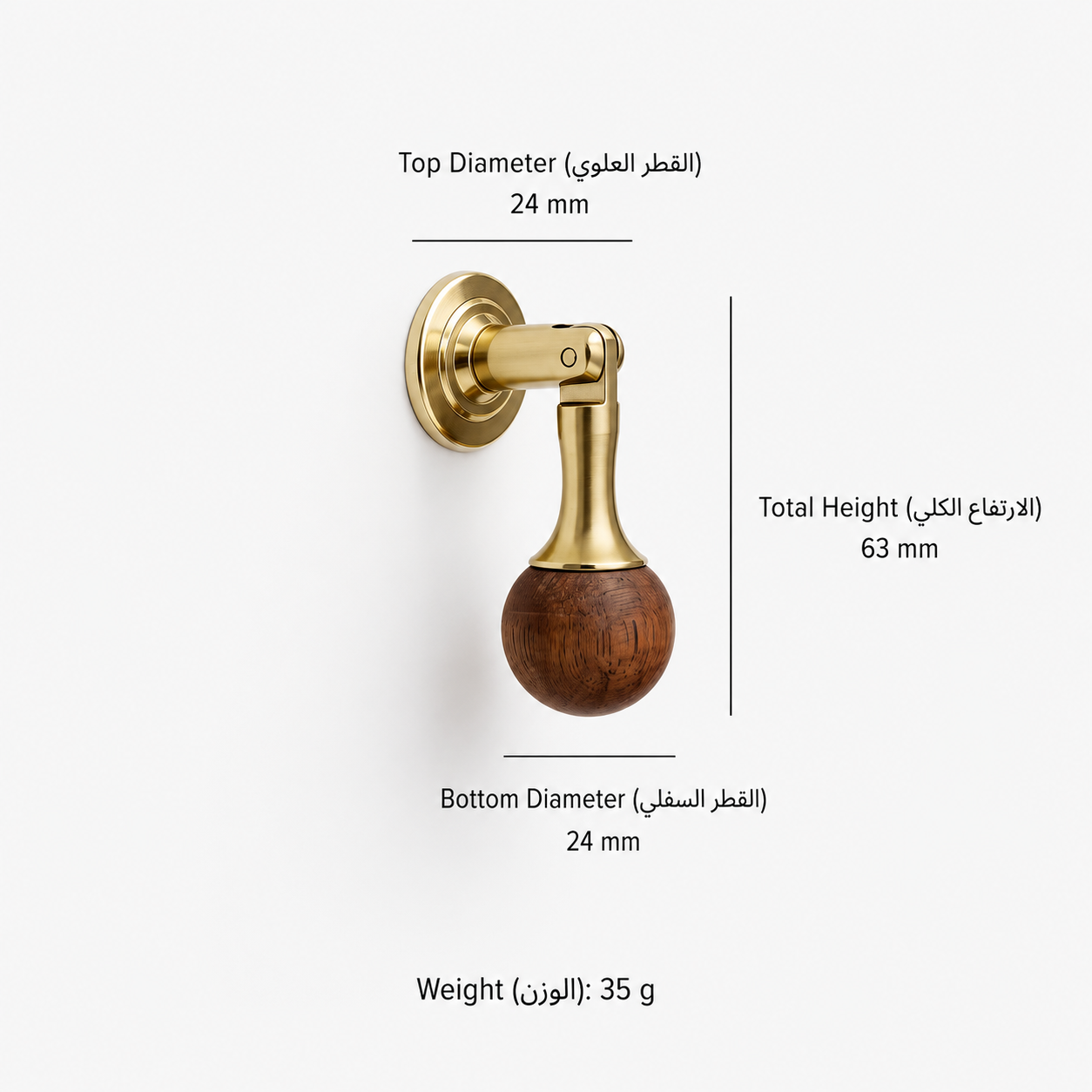 مقابض وأزرار عصرية T2546 من نحاس صلب، مناسب لـالخزائن وخزائن الملابس والأثاث، رقم المنتج T2546, T2546 - خشب جوز - ذهبي بتصميم متدل
