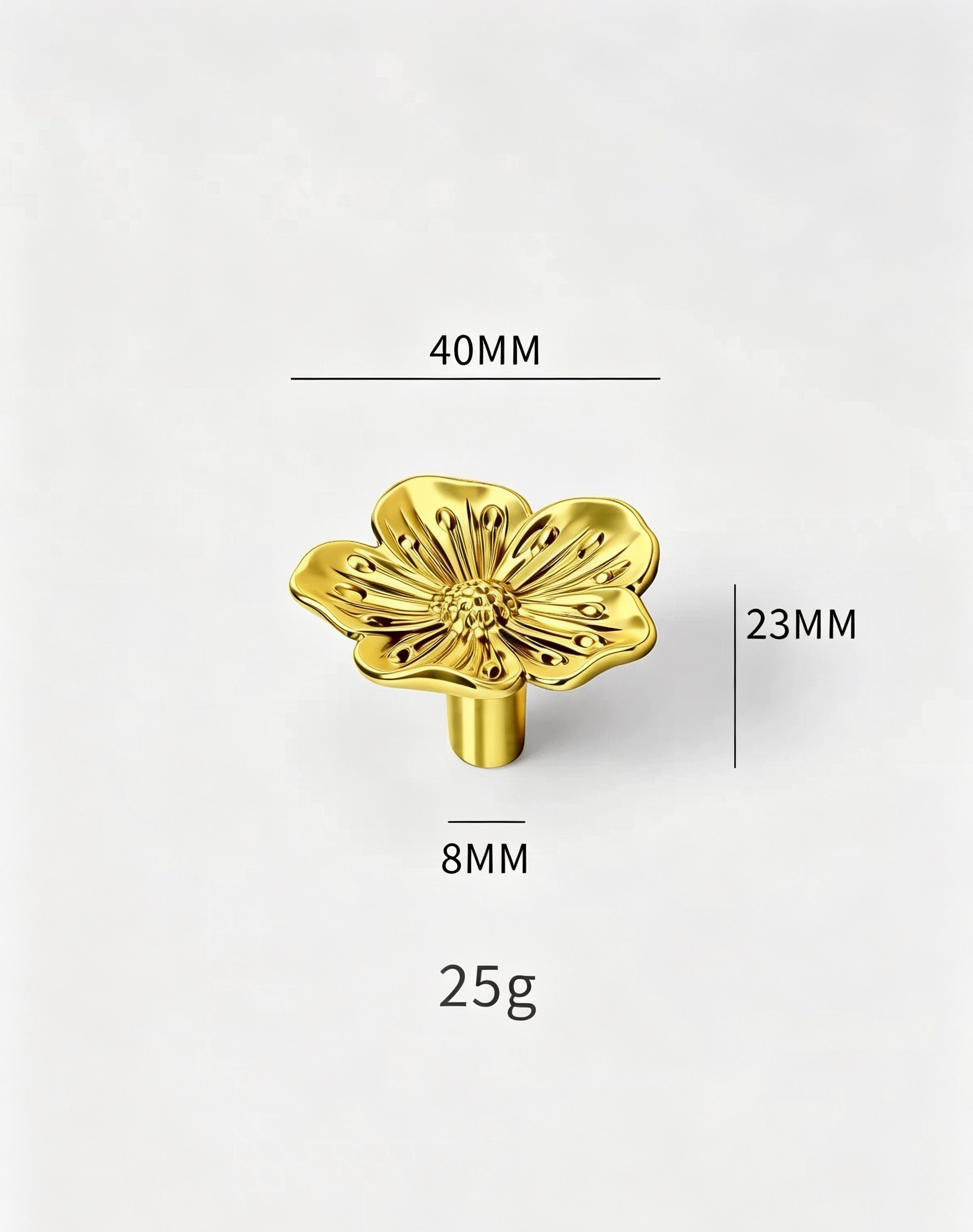 拉手与旋钮现代款T26019B，实心黄铜，适用于橱柜、衣柜与家具，产品编号 T26019B, T26019B山茶花-金色
