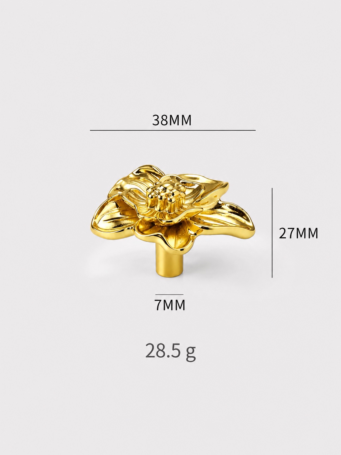 Modern Handles & Knobs T26029 in Solid brass for cabinets, wardrobes and furniture, product number T26029, T26029 - Camellia - Gold