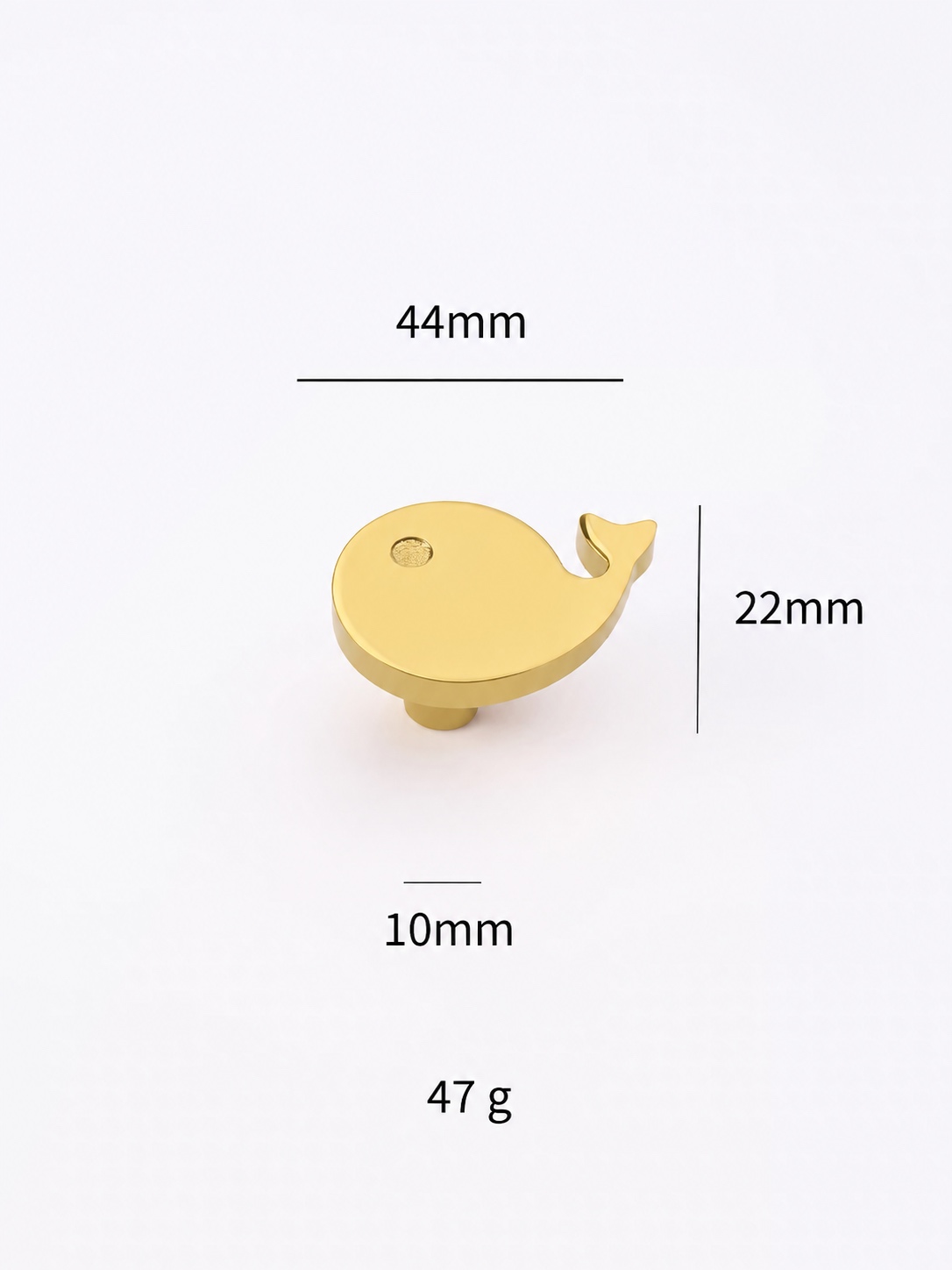 Modern Handles & Knobs T26031 in Solid brass for cabinets, wardrobes and furniture, product number T26031, T26031 - Whale - Gold