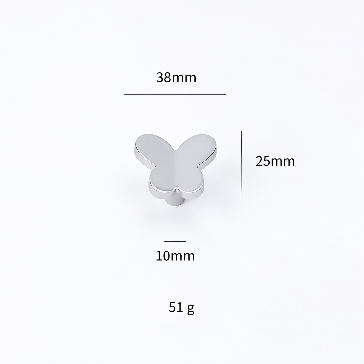 Modern Handles & Knobs T26033 in Solid brass for cabinets, wardrobes and furniture, product number T26033, T26033 - Butterfly - Silver