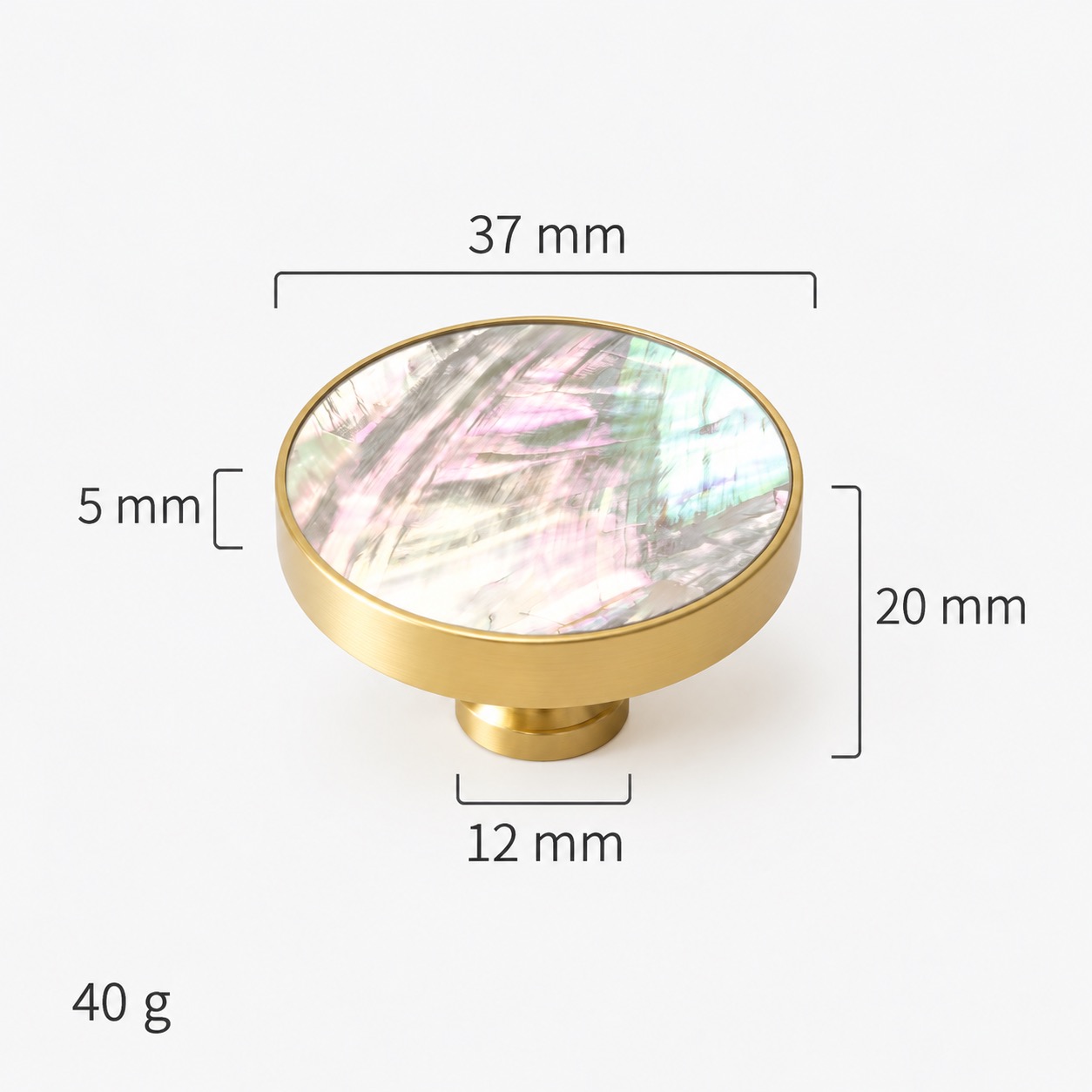 Modern Handles & Knobs T2629 in Solid brass for cabinets, wardrobes and furniture, product number T2629, T2629 - Matte - 37mmWhite shell