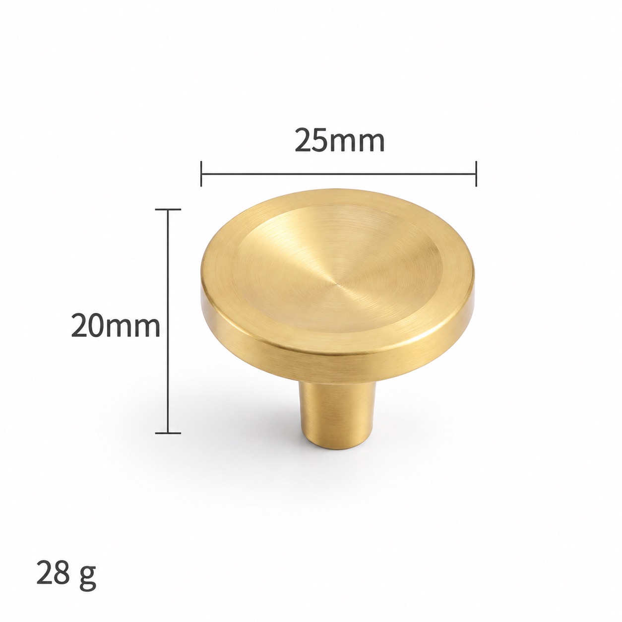 Modern Handles & Knobs T2631 in Solid brass for cabinets, wardrobes and furniture, product number T2631, T2631 - Matte - 25mm