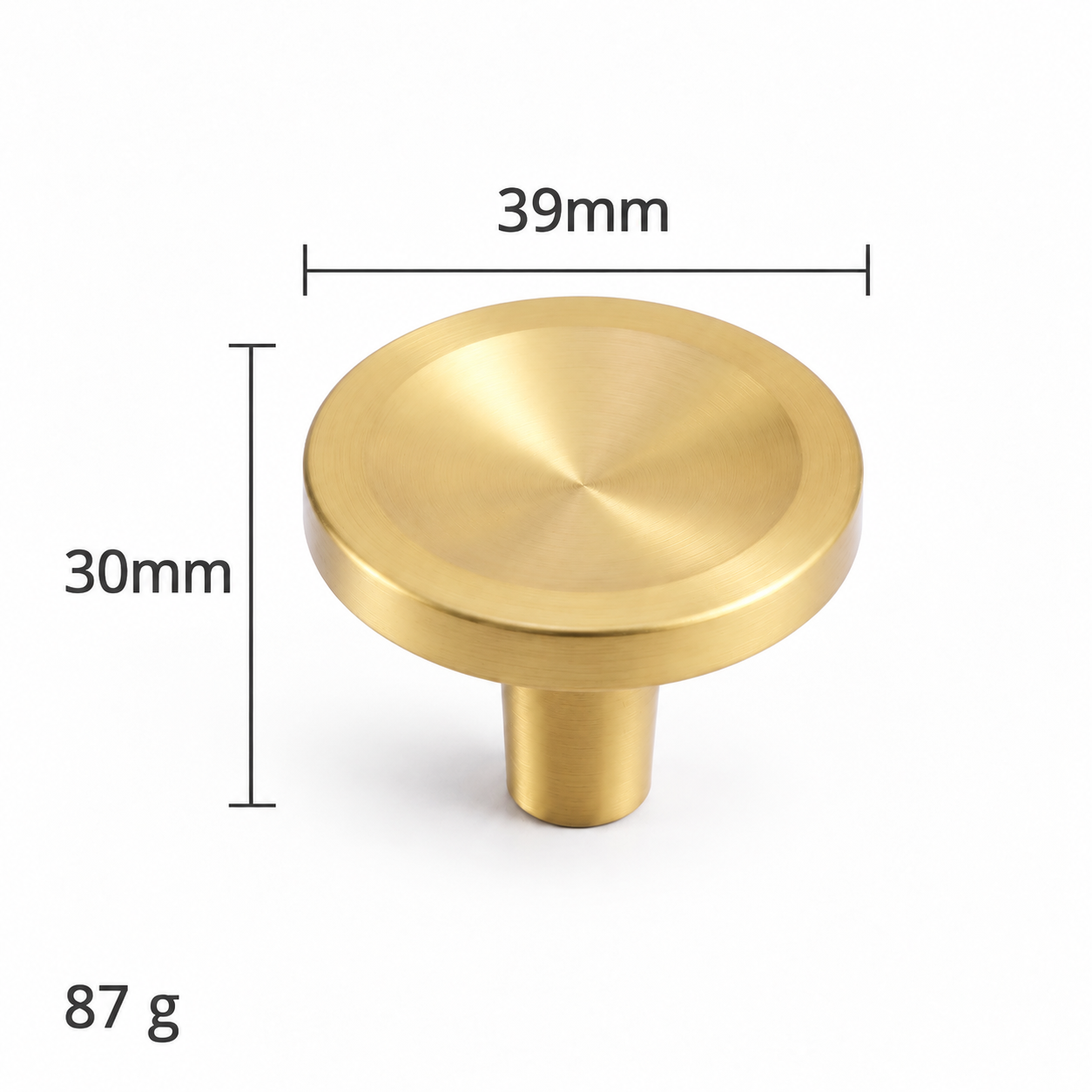Modern Handles & Knobs T2631 in Solid brass for cabinets, wardrobes and furniture, product number T2631, T2631 - Matte - 39mm