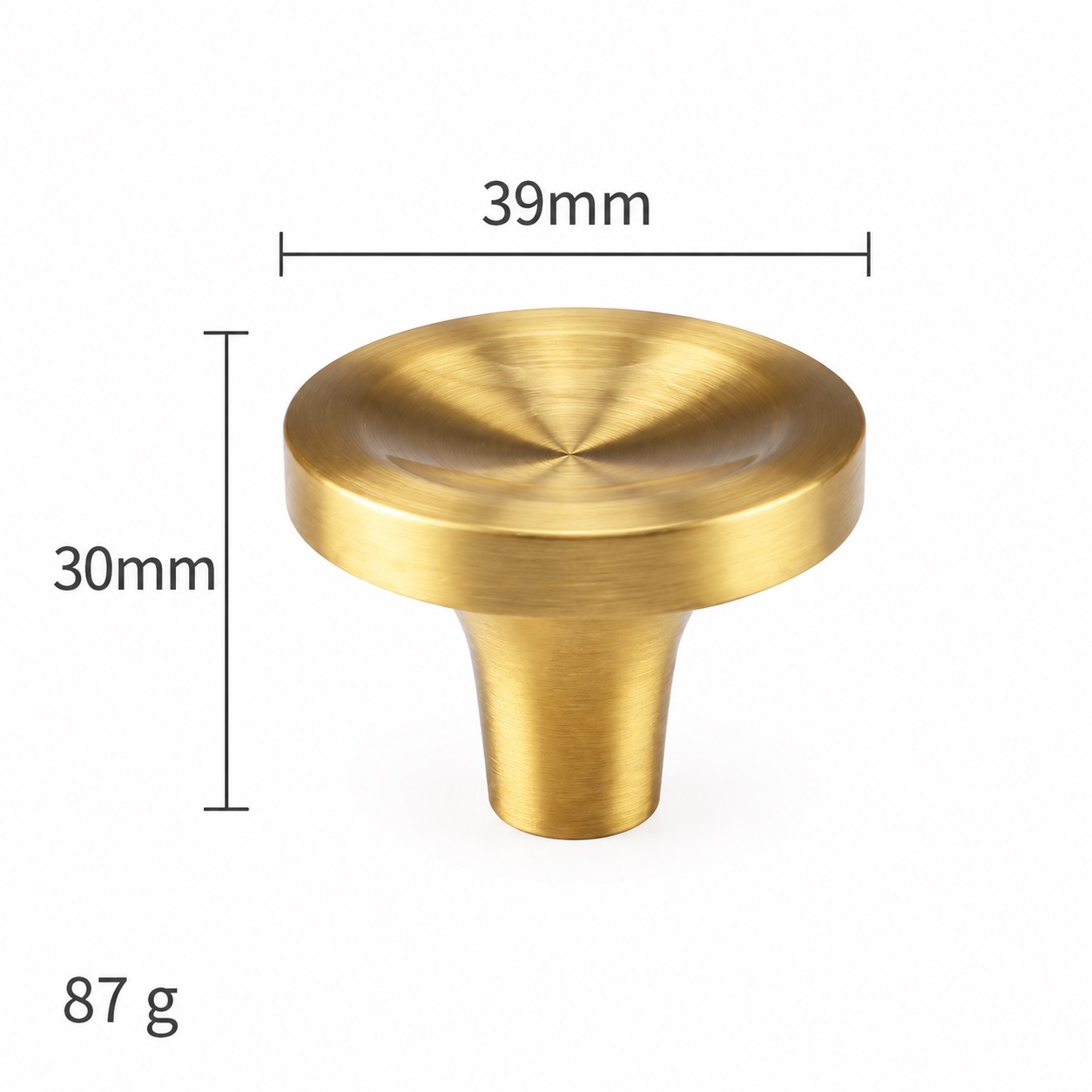 Modern Handles & Knobs T2631 in Solid brass for cabinets, wardrobes and furniture, product number T2631, T2631 - Spiral pattern - 39mm