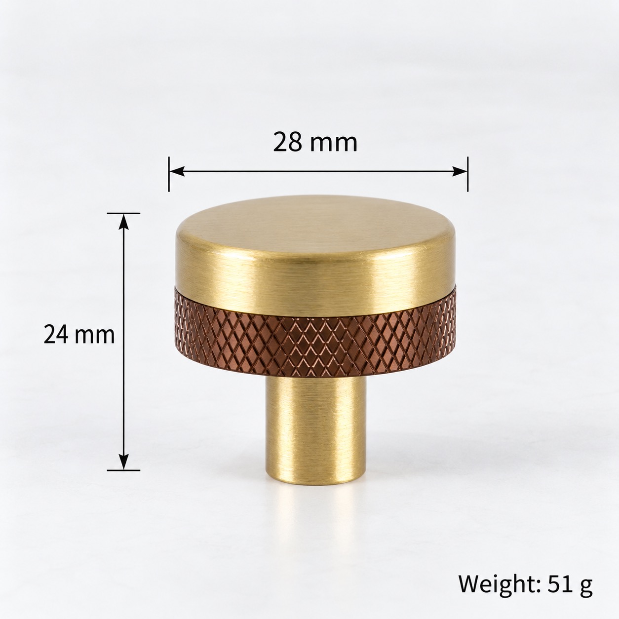 Modern Handles & Knobs T2633 in Solid brass for cabinets, wardrobes and furniture, product number T2633, T2633 - SKU variant - 28mm