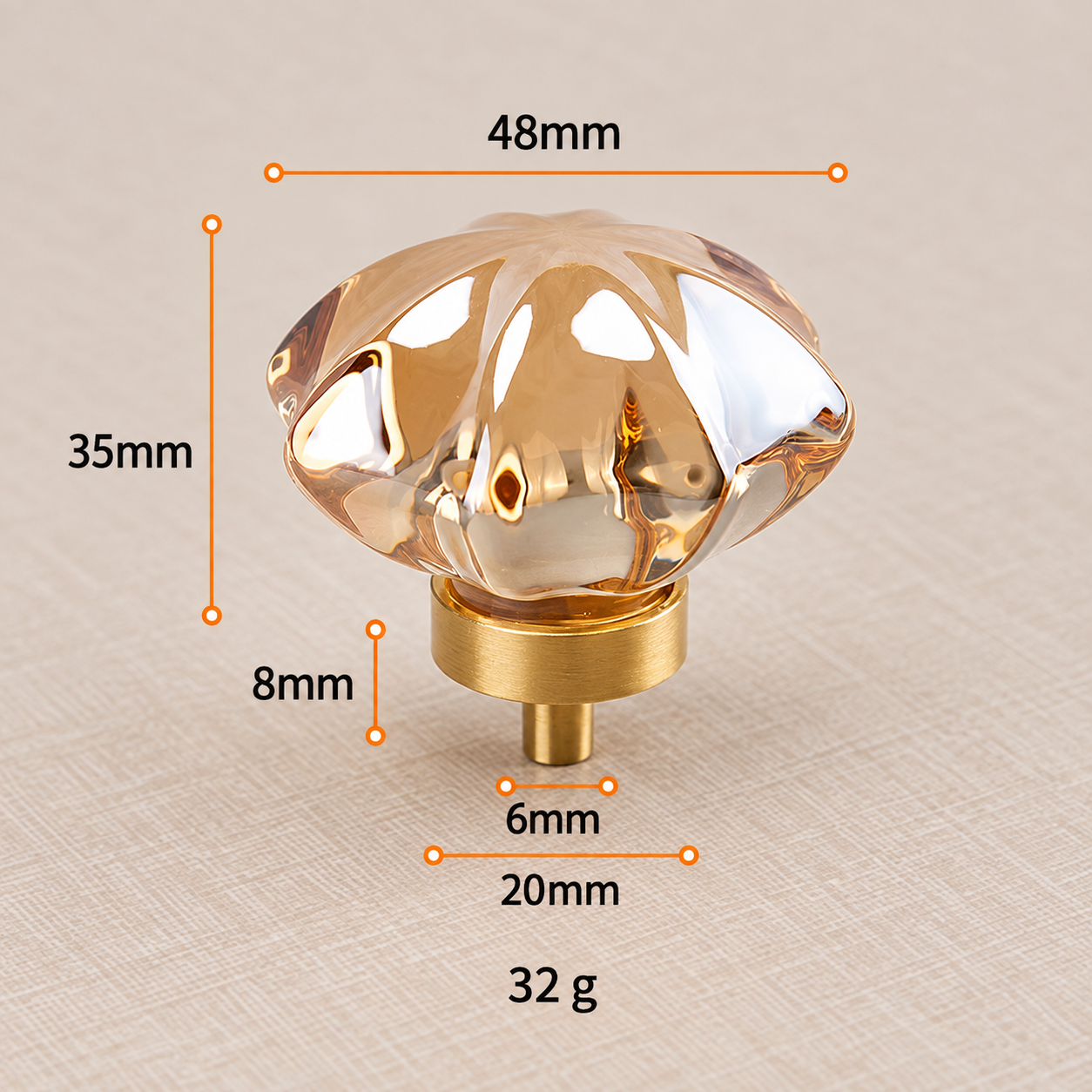 Modern Handles & Knobs T2653 in Solid brass for cabinets, wardrobes and furniture, product number T2653, T2653 - Champagne starfish