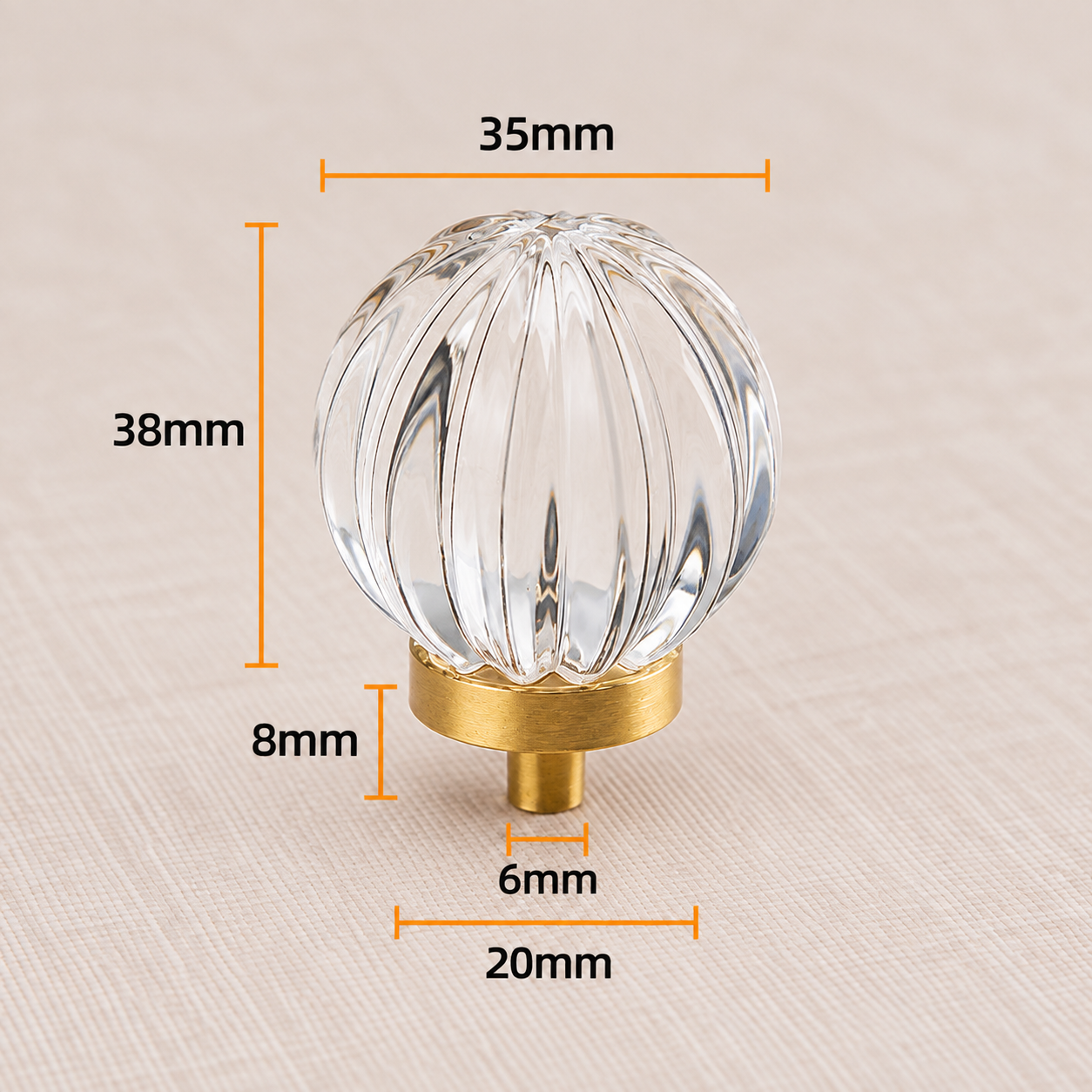 Modern Handles & Knobs T2657 in Solid brass for cabinets, wardrobes and furniture, product number T2657, T2657 - Clear gourd