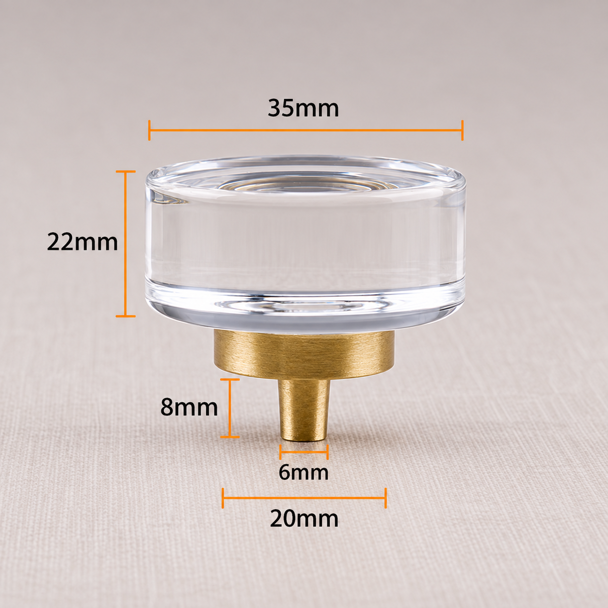 Modern Handles & Knobs T2660 in Solid brass for cabinets, wardrobes and furniture, product number T2660, T2660 - Clear cylinder