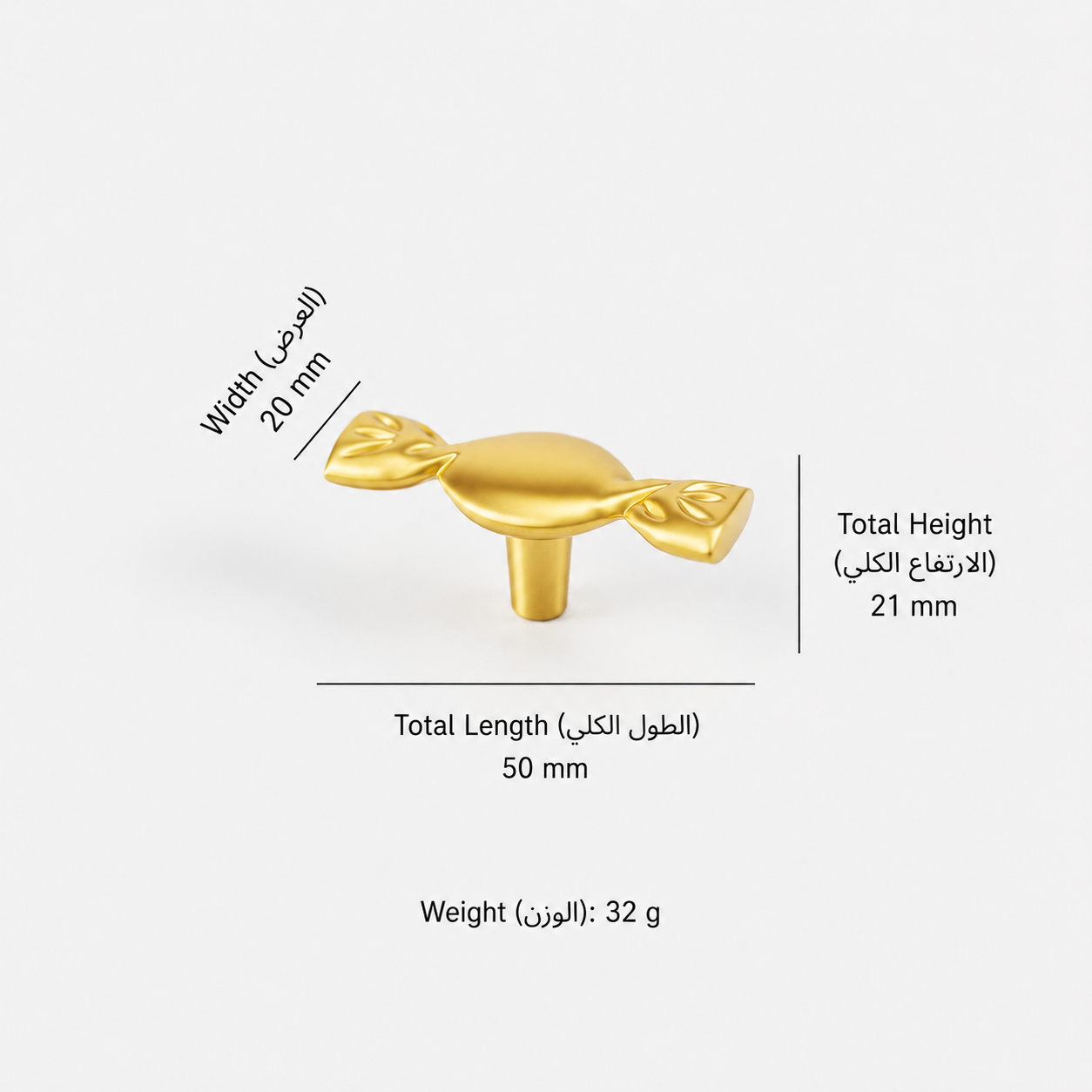 مقابض وأزرار عصرية T2668 من نحاس صلب، مناسب لـالخزائن وخزائن الملابس والأثاث، رقم المنتج T2668, T2668 - ذهبي