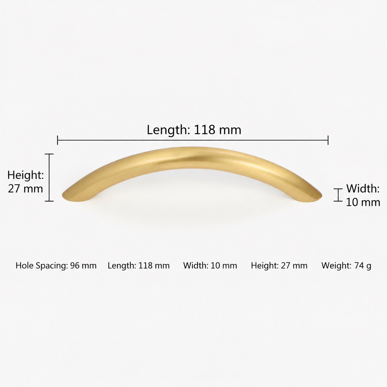 Modern Handles & Knobs T2929 in Solid brass for cabinets, wardrobes and furniture, product number T2929, T2929 - Matte - 118mm