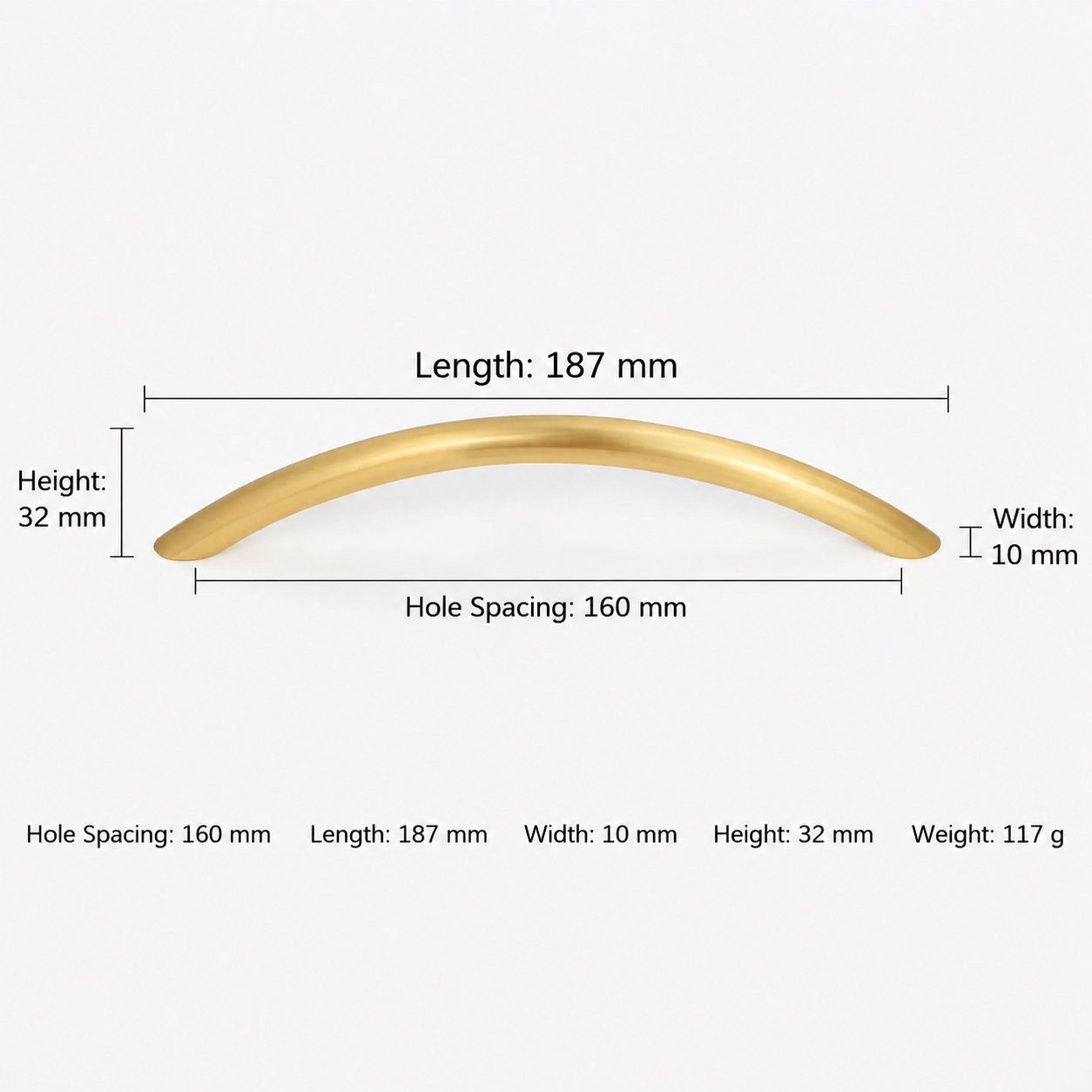 Modern Handles & Knobs T2929 in Solid brass for cabinets, wardrobes and furniture, product number T2929, T2929 - Matte - 187mm