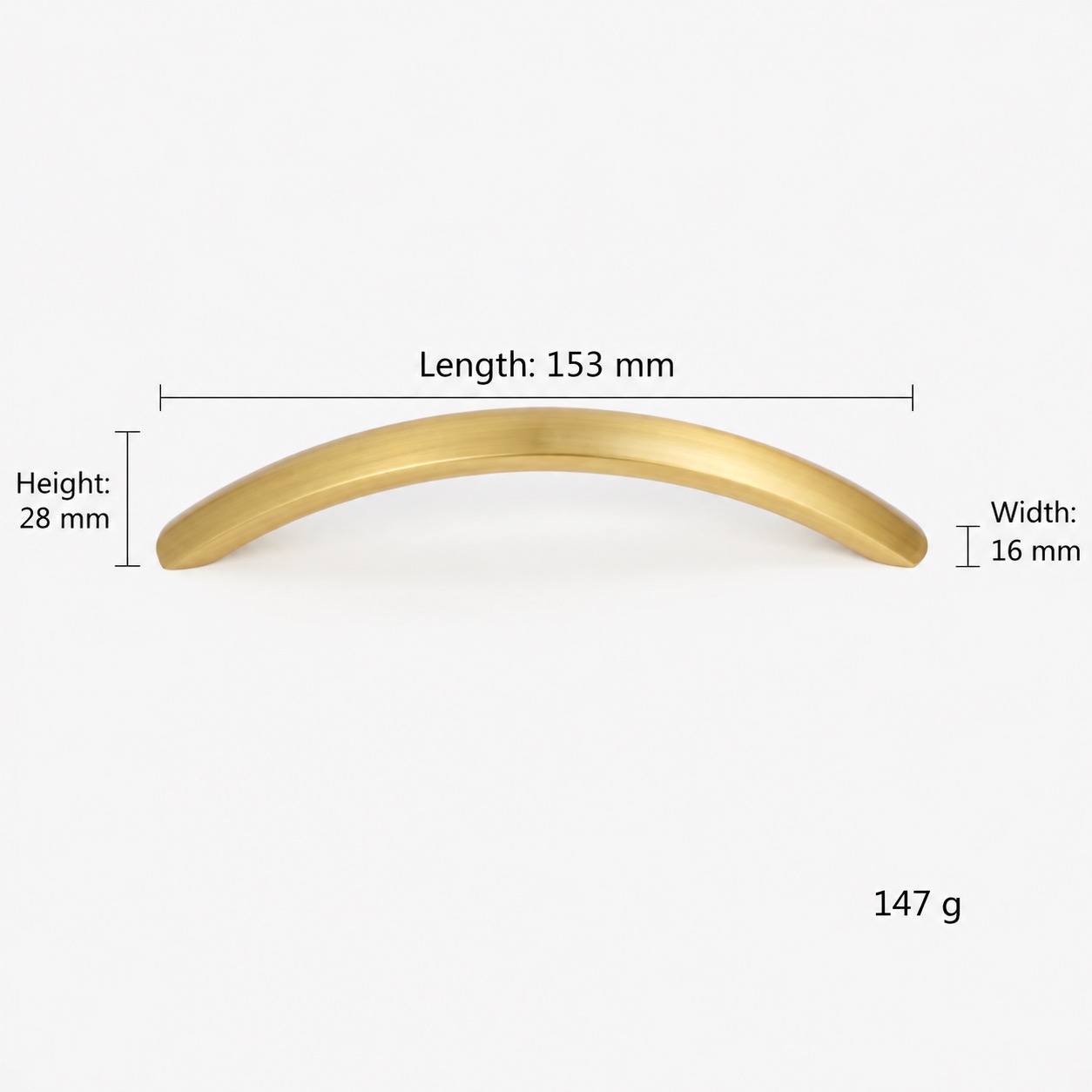 Modern Handles & Knobs T2930 in Solid brass for cabinets, wardrobes and furniture, product number T2930, T2930 - Matte - 153mm