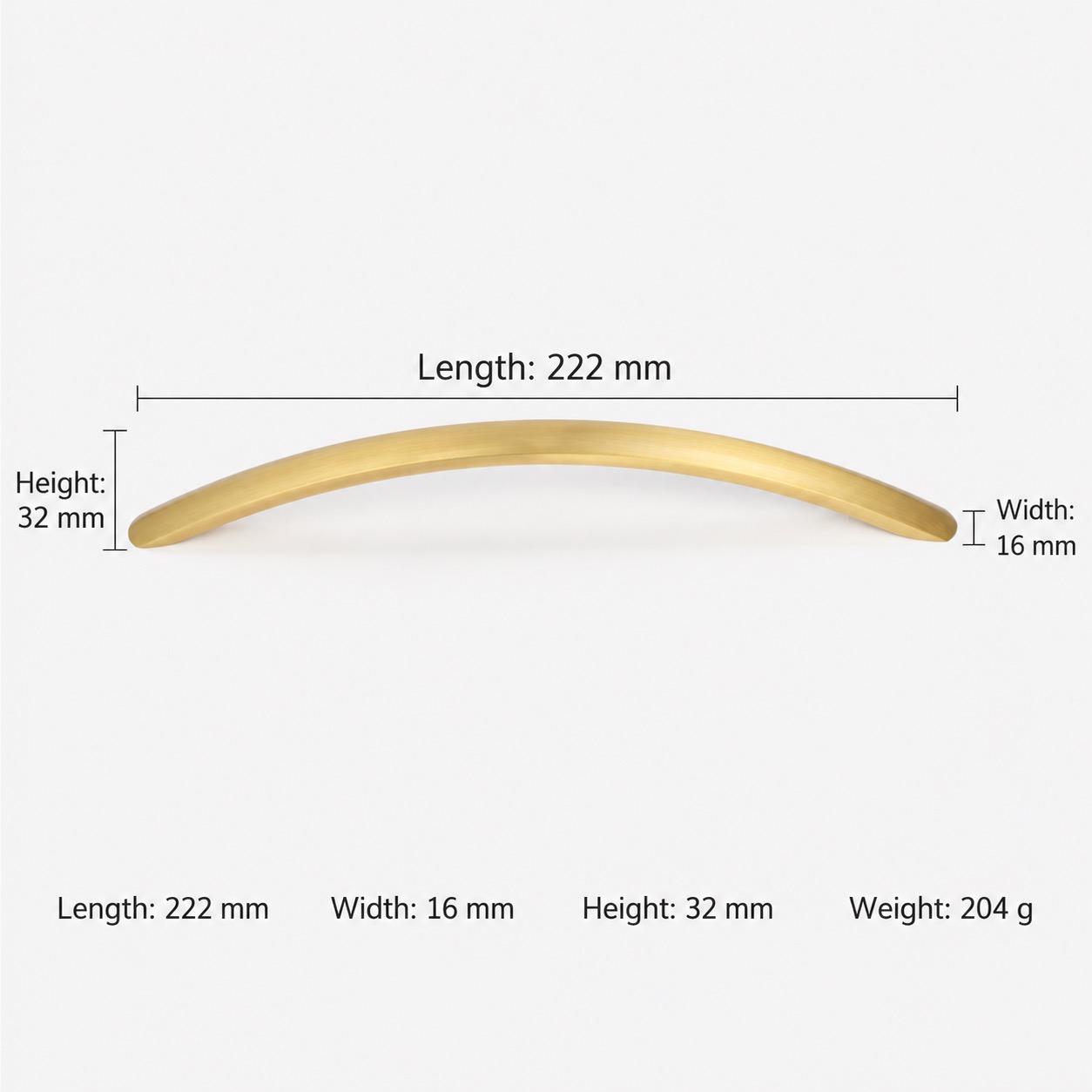 Modern Handles & Knobs T2930 in Solid brass for cabinets, wardrobes and furniture, product number T2930, T2930 - Matte - 222mm