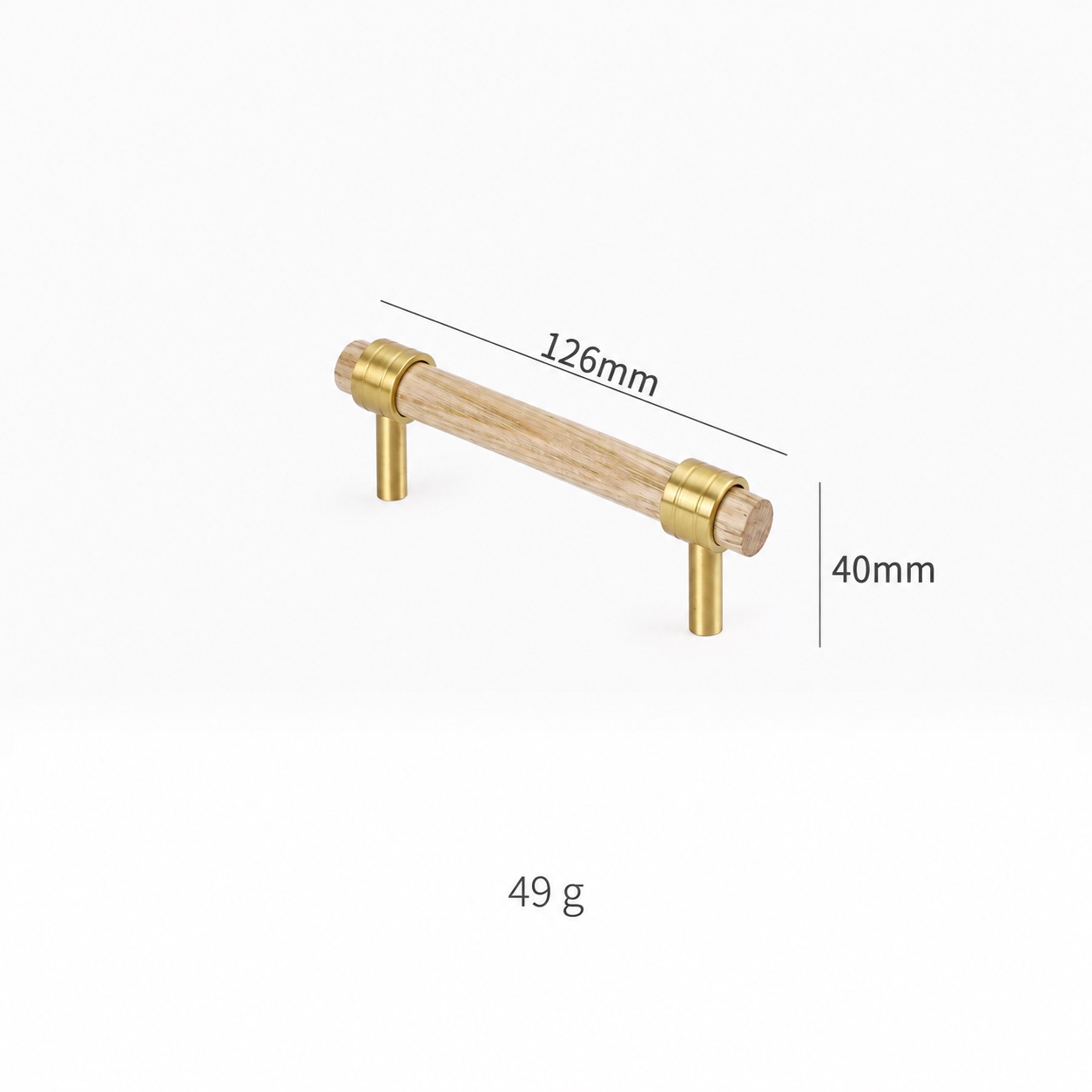 Modern Handles & Knobs T2940 in Solid brass for cabinets, wardrobes and furniture, product number T2940, T2940 - Matte Ash wood - 126mm