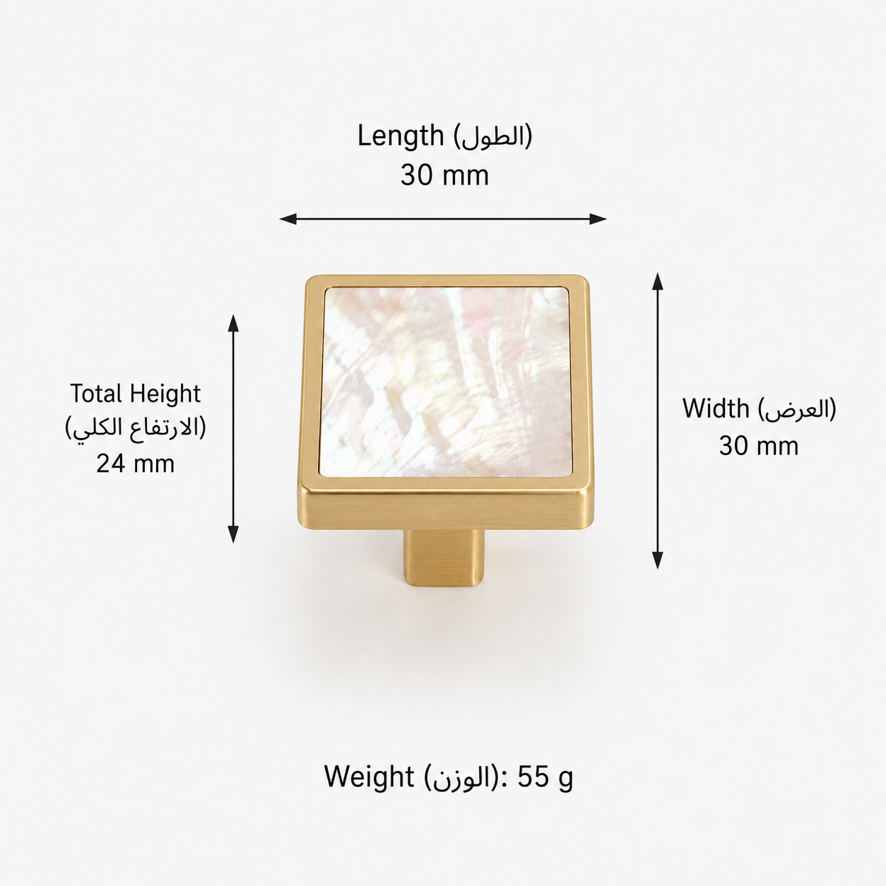 Modern Handles & Knobs T2946 in Solid brass for cabinets, wardrobes and furniture, product number T2946, T2946 - White - 30mm