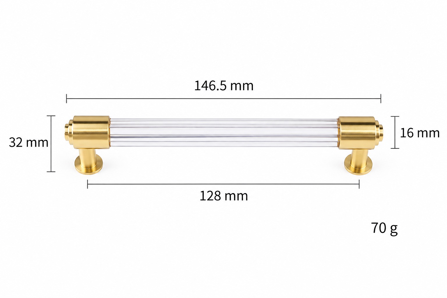Modern Handles & Knobs T2952 in Solid brass for cabinets, wardrobes and furniture, product number T2952, T2952 - Matte - 146.5mm