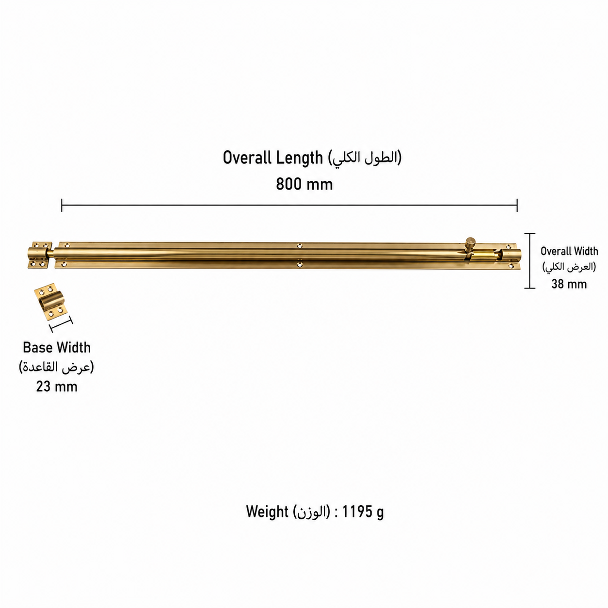 Bolts & Hinges T1302 in Solid brass for doors and furniture hardware, product number T1302, T1302 - Antique bronze - 800mm
