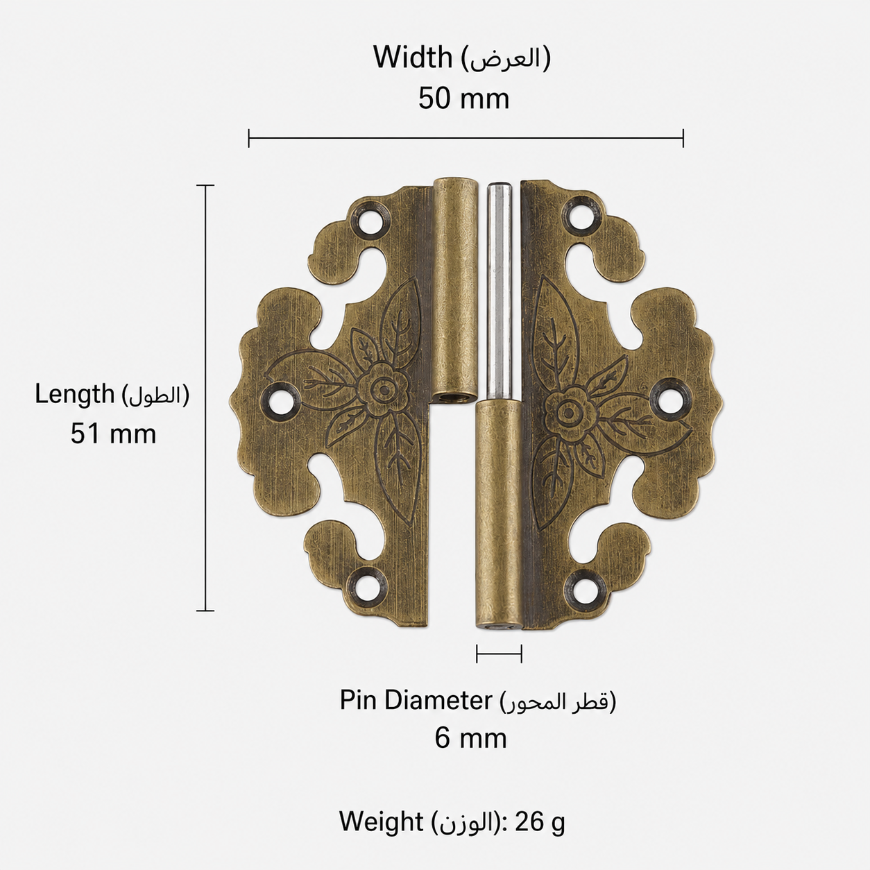 المزالج والمفصلات T3512 من نحاس صلب، مناسب لـالأبواب وإكسسوارات الأثاث، رقم المنتج T3512, T3512 - برونزي عتيق الجانب الأيمن - 51mm