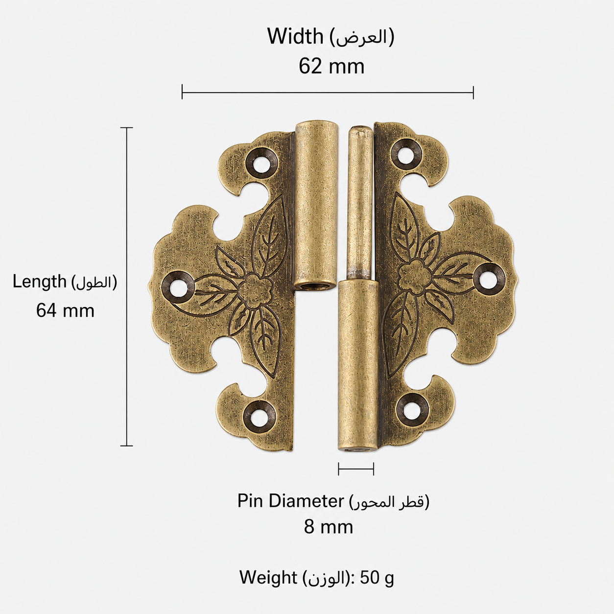 المزالج والمفصلات T3512 من نحاس صلب، مناسب لـالأبواب وإكسسوارات الأثاث، رقم المنتج T3512, T3512 - برونزي عتيق الجانب الأيمن - 64mm