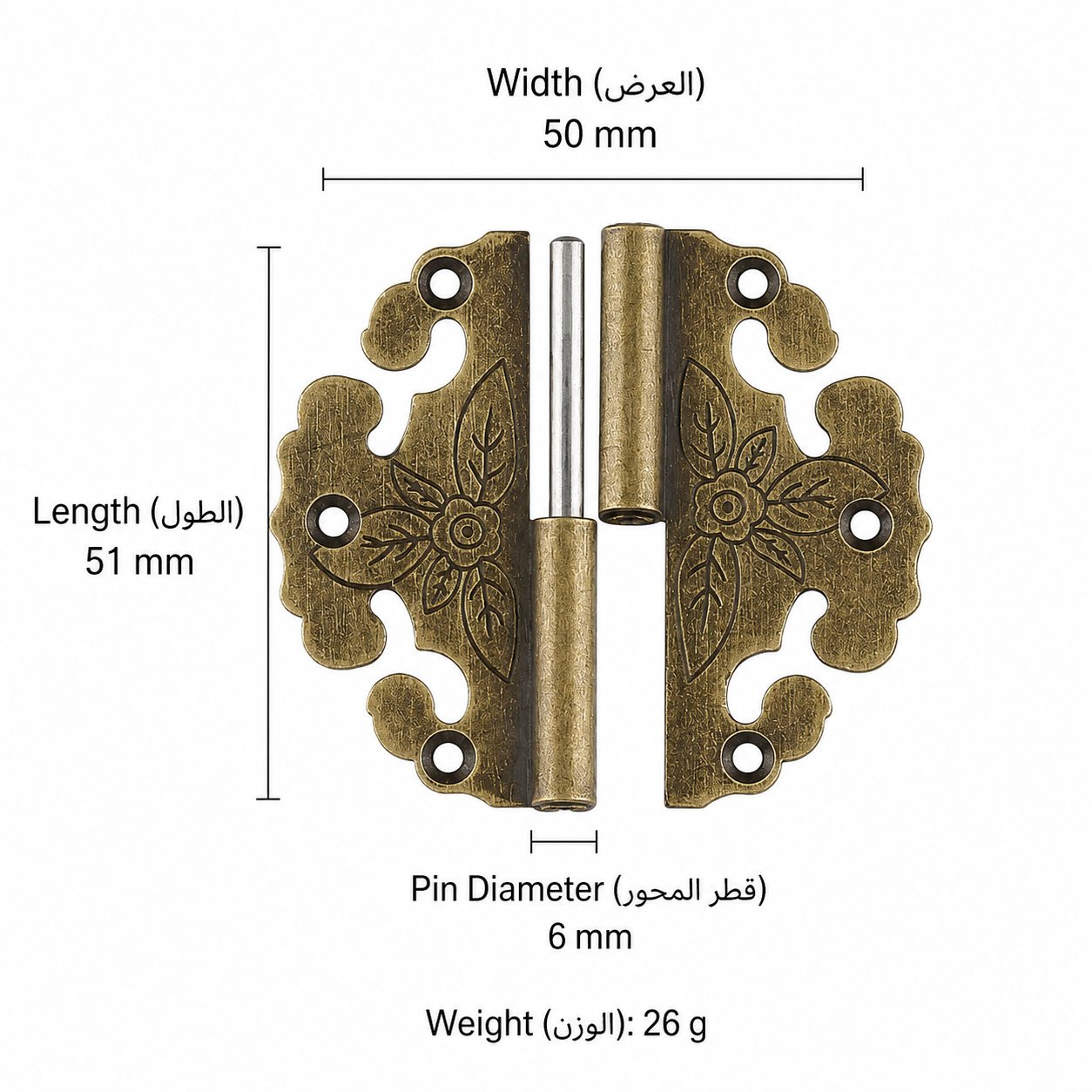 المزالج والمفصلات T3512 من نحاس صلب، مناسب لـالأبواب وإكسسوارات الأثاث، رقم المنتج T3512, T3512 - برونزي عتيق الجانب الأيسر - 51mm