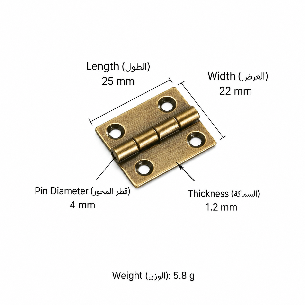 Bolts & Hinges T3602&T3606 in Solid brass for doors and furniture hardware, product number T3602&T3606, T3602 - Antique bronze - 25mm