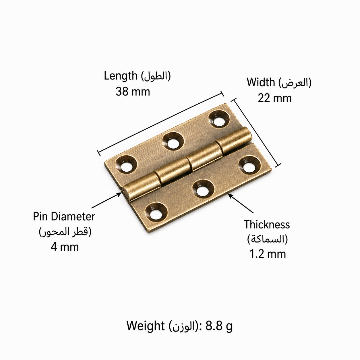 Bolts & Hinges T3602&T3606 in Solid brass for doors and furniture hardware, product number T3602&T3606, T3602 - Antique bronze - 38mm