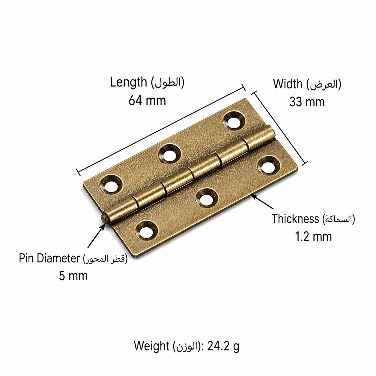 Bolts & Hinges T3602&T3606 in Solid brass for doors and furniture hardware, product number T3602&T3606, T3602 - Antique bronze - 64mm