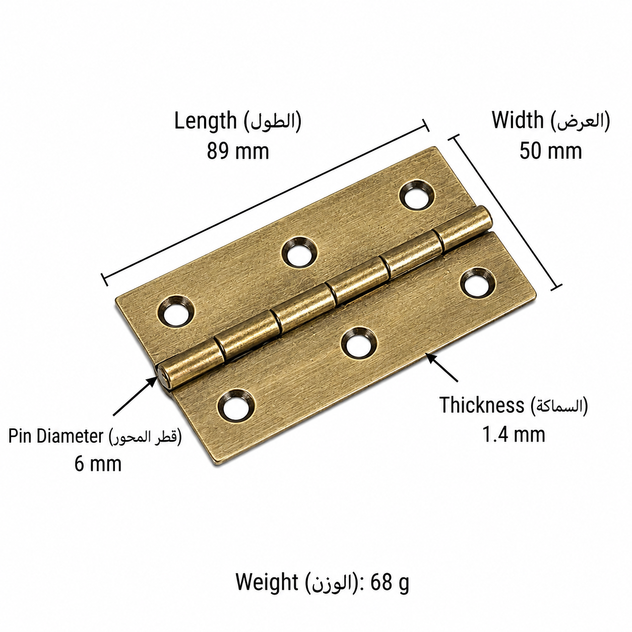 Bolts & Hinges T3602&T3606 in Solid brass for doors and furniture hardware, product number T3602&T3606, T3602 - Antique bronze - 89mm
