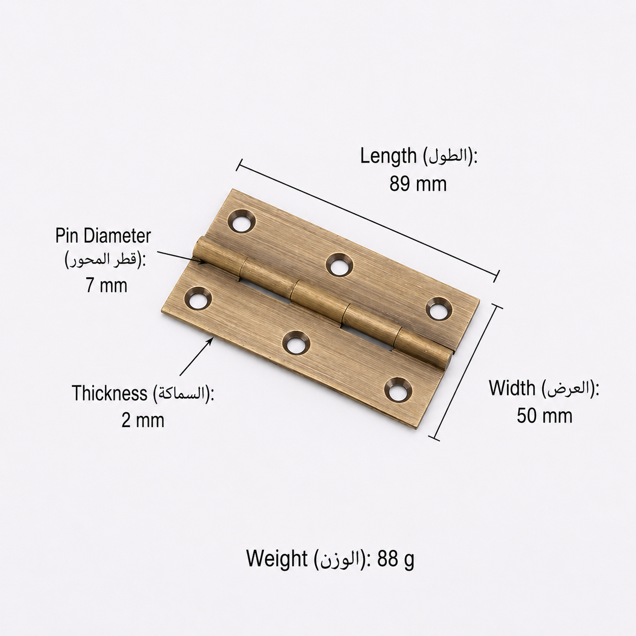 Bolts & Hinges T3602&T3606 in Solid brass for doors and furniture hardware, product number T3602&T3606, T3606 - Antique bronze - 89mm