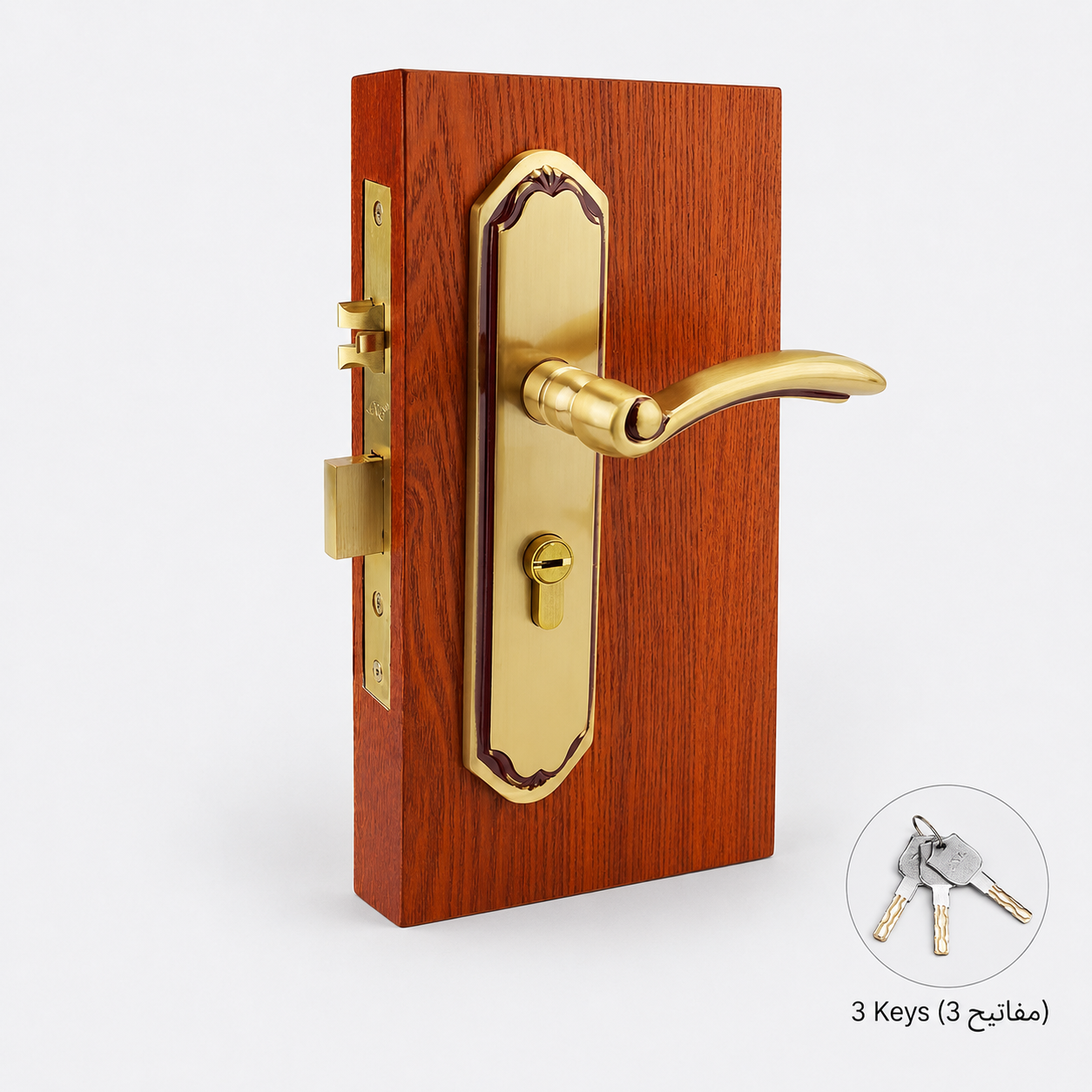 أقفال ومقابض ومصدات الأبواب T6001 من نحاس صلب، مناسب لـمشاريع الأبواب وإكسسواراتها، رقم المنتج T6001, T6001 - ذهبي وردي - فتح يمين