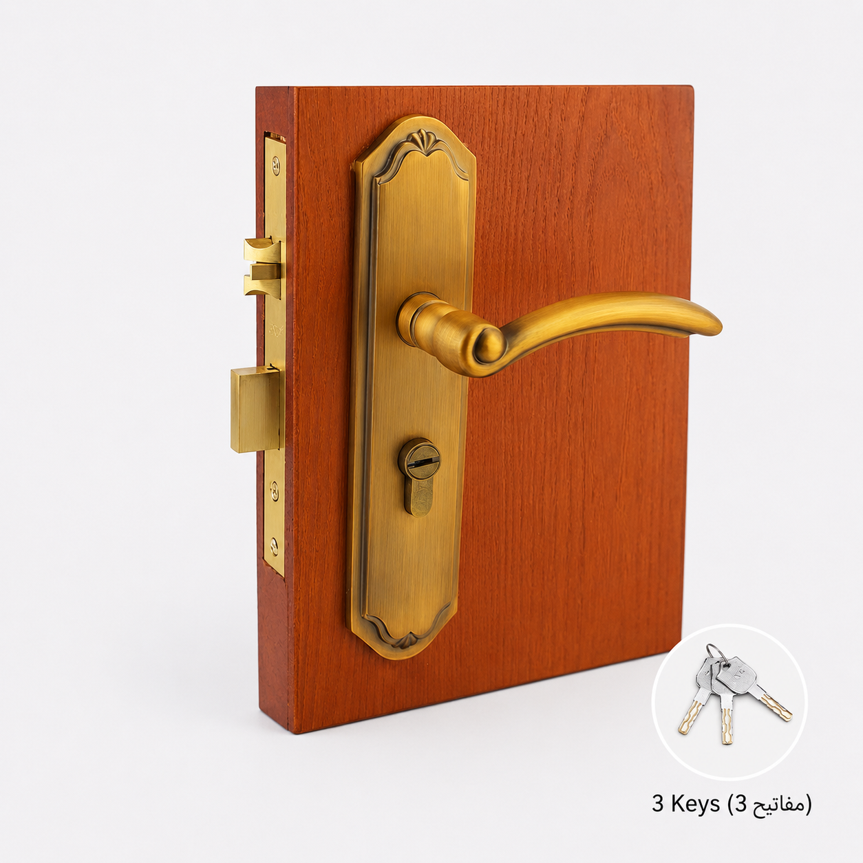 أقفال ومقابض ومصدات الأبواب T6001 من نحاس صلب، مناسب لـمشاريع الأبواب وإكسسواراتها، رقم المنتج T6001, T6001 - برونزي عتيق أصفر - فتح يمين