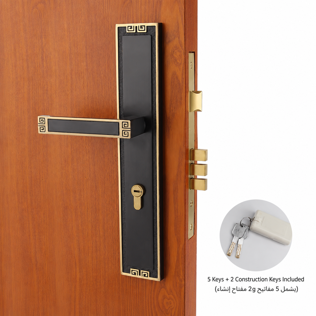 Door Locks, Levers & Stops T6002 in Solid brass for doors and door hardware projects, product number T6002, T6002 - Black antique bronze - Left opening