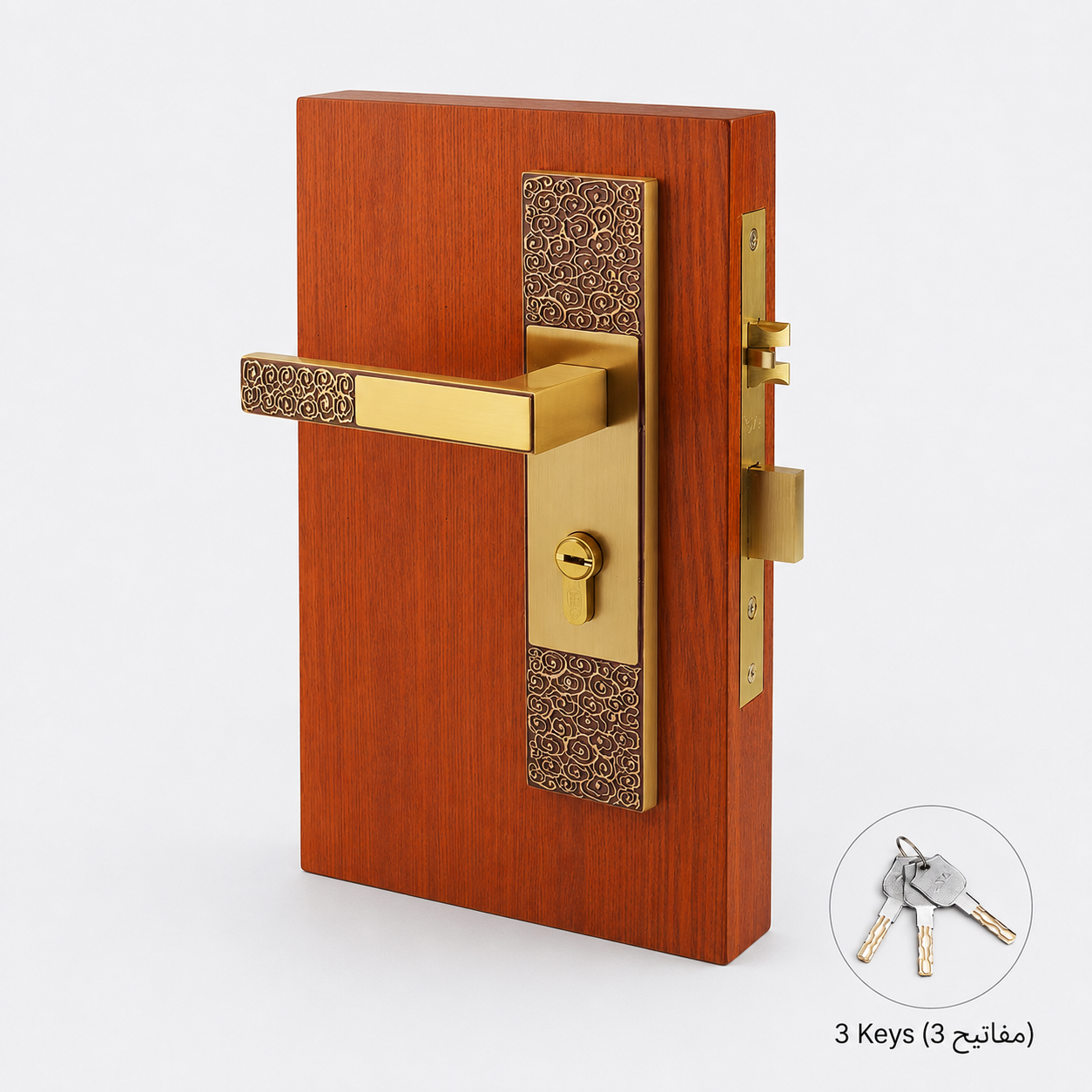 Door Locks, Levers & Stops T6003 in Solid brass for doors and door hardware projects, product number T6003, T6003 - Rose gold - Left opening