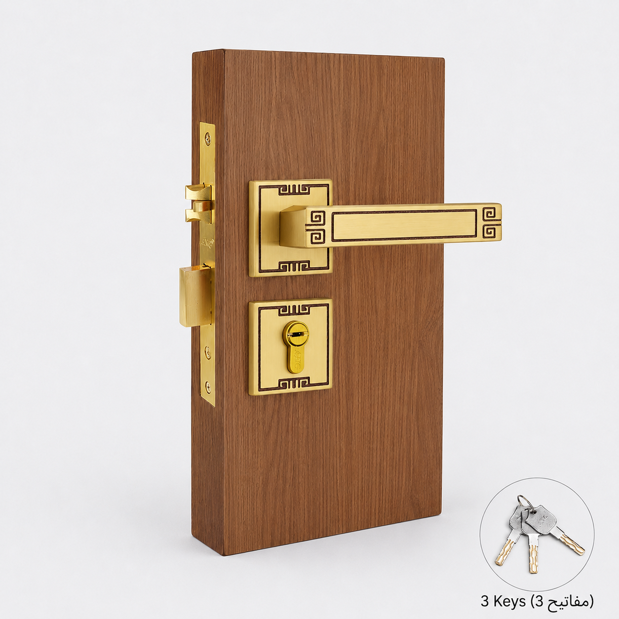 أقفال ومقابض ومصدات الأبواب T6006 من نحاس صلب، مناسب لـمشاريع الأبواب وإكسسواراتها، رقم المنتج T6006, T6006 - ذهبي وردي - فتح يمين