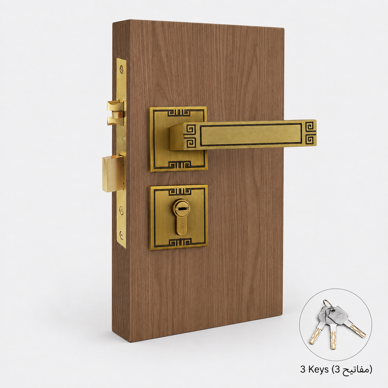 أقفال ومقابض ومصدات الأبواب T6006 من نحاس صلب، مناسب لـمشاريع الأبواب وإكسسواراتها، رقم المنتج T6006, T6006 - برونزي عتيق أصفر - فتح يمين